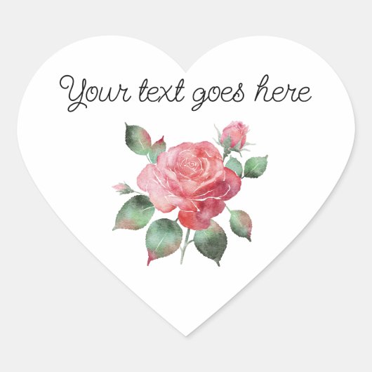Delikate Rose Herz-Aufkleber (Vorderseite)