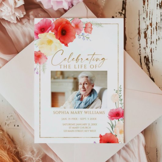 Delikate Rote Blume Beerdigungsorden Programm