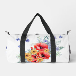 Delikate Rote Pfeffer, Sonnenblumen und Schmetterl Duffle Bag