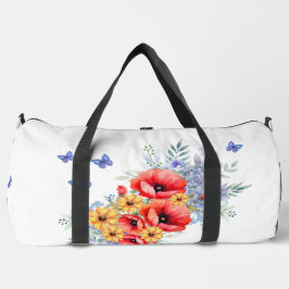 Delikate Rote Pfeffer, Sonnenblumen und Schmetterl Duffle Bag