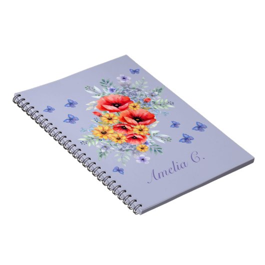 Delikate Rote Pfeffer, Sonnenblumen und Schmetterl Notizblock (Rechte Seite)