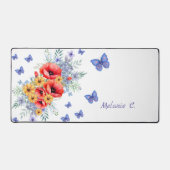 Delikate Rote Pfeffer, Sonnenblumen und Schmetterl Schreibtischunterlage (Vorderseite)