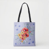 Delikate Rote Pfeffer, Sonnenblumen und Schmetterl Tasche (Vorderseite)