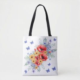 Delikate Rote Pfeffer, Sonnenblumen und Schmetterl Tasche