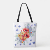 Delikate Rote Pfeffer, Sonnenblumen und Schmetterl Tasche (Rückseite)