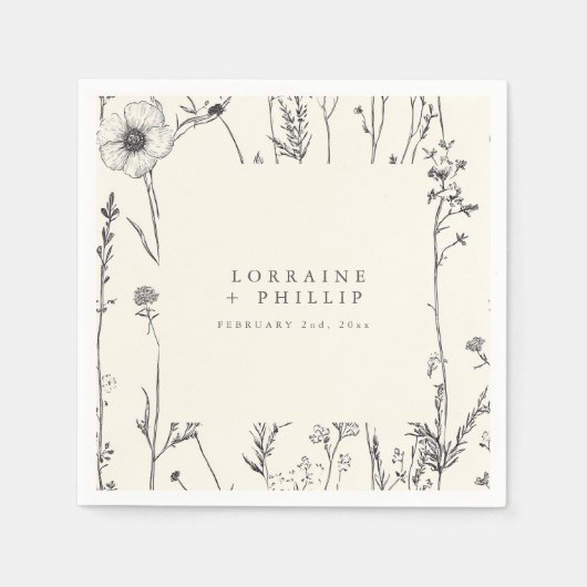 Delikate rustikale Blume Hochzeitslippe Serviette (Vorderseite)