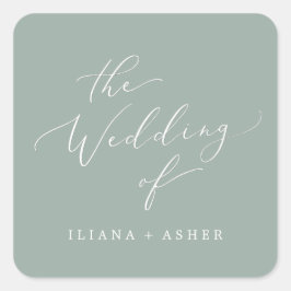 Delikate Sage Green Wedding Umschlag Aufkleber