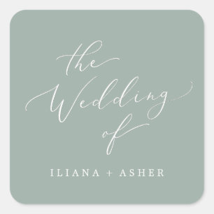 Delikate Sage Green Wedding Umschlag Aufkleber