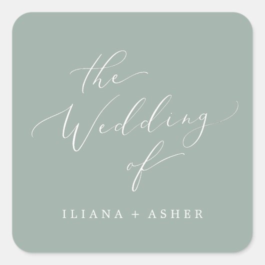 Delikate Sage Green Wedding Umschlag Aufkleber (Vorderseite)
