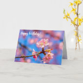 Delikate Sakura Schönheit gegen den blauen Himmel Karte (Gelbe Blume)