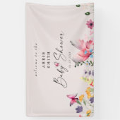 Delikate Schmetterlinge und Wildblumen Babydusche Banner (Vertikal)