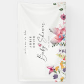 Delikate Schmetterlinge Wildblumen White Baby Dusc Banner (Vertikal)