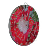 Delikate Schönheit: Rote Blume mit weißem Federn Dartscheibe (Vorderseite Links)