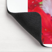Delikate Schönheit: Rote Blume mit weißem Federn Mousepad (Ecke)