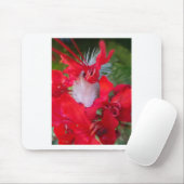 Delikate Schönheit: Rote Blume mit weißem Federn Mousepad (Mit Mouse)