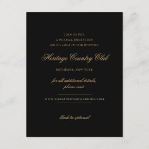 Delikate Schwarz-Gold-Script-Hochzeitsempfehlung Begleitkarte
