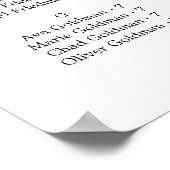 Delikate Schwarz unsere Lieblings-Sitzkarte Poster (Ecke)