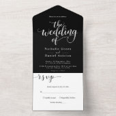 Delikate Schwarz-Weiß-Moderne einfache Hochzeit All In One Einladung (Innen Boden)