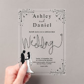 Delikate Schwarz-Weiß-Romantik-Paare Hochzeit Acryleinladungen (Insitu (Handheld))