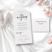 Delikate Schwarz-Weiß-Script Einfache Hochzeit All In One Einladung