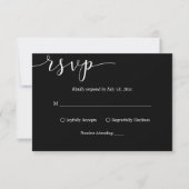 Delikate Schwarz-Weiß-Script Einfache Hochzeit RSVP Karte (Vorderseite)