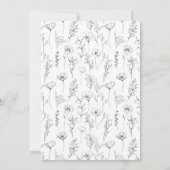 Delikate Schwarz-weiße Blumenzeremonie Einladung (Rückseite)