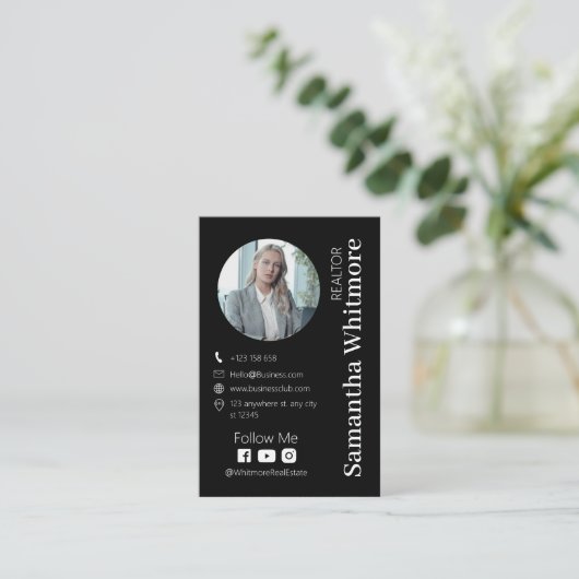 Delikate Schwarze Altor Beruflich Real Anwesen Visitenkarte (Stehend Vorderseite)