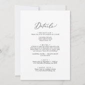 Delikate schwarze formale Monogramm in einer Hochz Einladung (Rückseite)