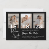 Delikate Schwarze FotoCollage Save the Date Einladung (Vorderseite)