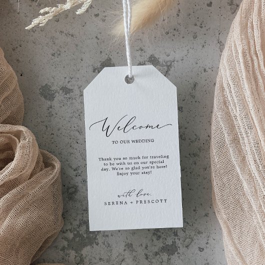 Delikate Schwarze Kalligrafie Begrüßung Geschenkanhänger