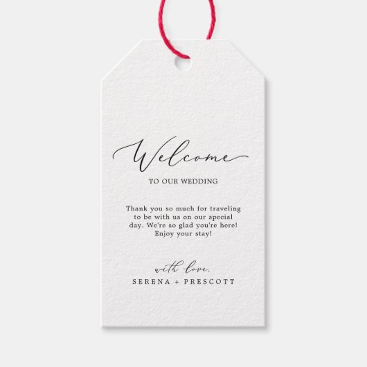 Delikate Schwarze Kalligrafie Begrüßung Geschenkanhänger (Vorderseite)