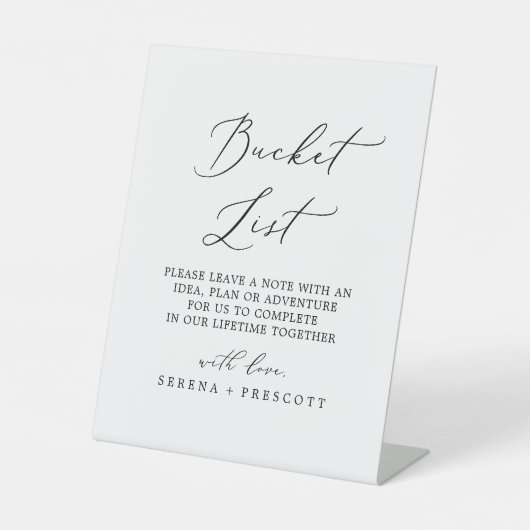 Delikate Schwarze Kalligrafie-Eimerliste Sockelschild (Vorderseite)