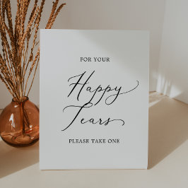 Delikate schwarze Kalligrafie Happy Tears Tissue Sockelschild