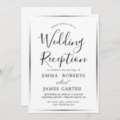 Delikate Schwarze Kalligrafie-Hochzeitsempfang Einladung (Vorne/Hinten)