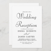 Delikate Schwarze Kalligrafie-Hochzeitsempfang Einladung (Vorne/Hinten)