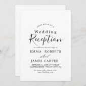 Delikate Schwarze Kalligrafie-Hochzeitsempfang Einladung (Vorne/Hinten)