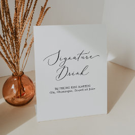 Delikate schwarze Kalligrafie Hochzeitssignaturget Sockelschild