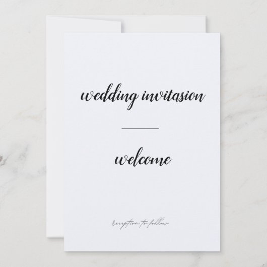 Delikate schwarze Kalligrafie in einer Hochzeit in Einladung (Rückseite)