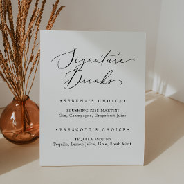 Delikate schwarze Kalligrafie Signature Drinks Sockelschild