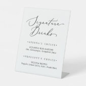 Delikate schwarze Kalligrafie Signature Drinks Sockelschild (Vorderseite)