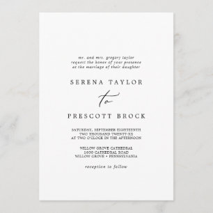 Delikate Schwarze Kalligrafie Traditionelle Hochze Einladung