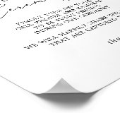 Delikate schwarze Kalligrafie Unplugged Zeremony S Poster (Ecke)