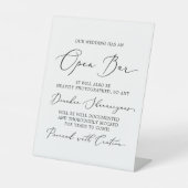 Delikate Schwarze Kalligrafie Vorsicht Offene Bar Sockelschild (Vorderseite)