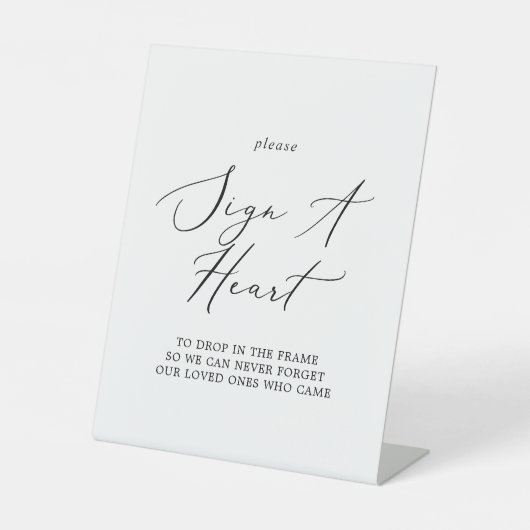 Delikate schwarze Kalligrafie Zeichen für ein Herz Sockelschild (Vorderseite)