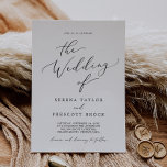 Delikate schwarze Kalligraphie, die Hochzeit von Einladung<br><div class="desc">Diese zarte,  schwarze kalligraphische Hochzeitseinladung ist perfekt für eine moderne Hochzeit. Das romantische minimalistische Design besticht durch eine hübsche und elegante schwarze Typografie auf weißem Hintergrund mit einem sauberen und schlichten Look.</div>