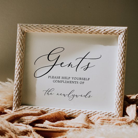 Delikate schwarze Kalligraphie Gents Badezimmer-Ze Einladung