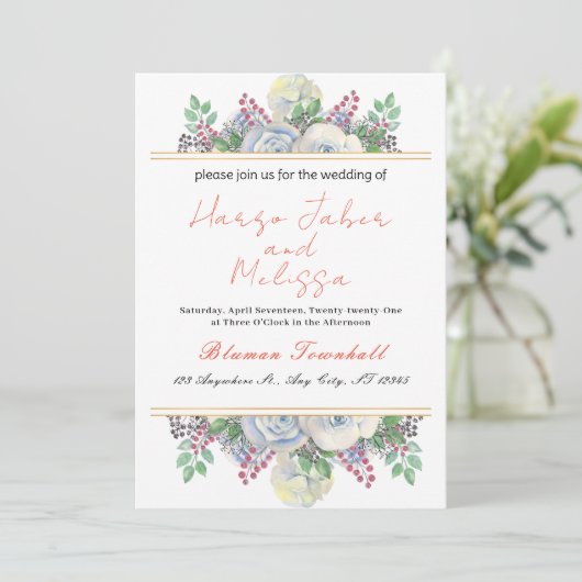 Delikate schwarze Kalligraphie in einer Hochzeit I Einladung (Stehend Vorderseite)