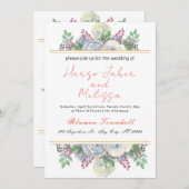 Delikate schwarze Kalligraphie in einer Hochzeit I Einladung (Vorne/Hinten)