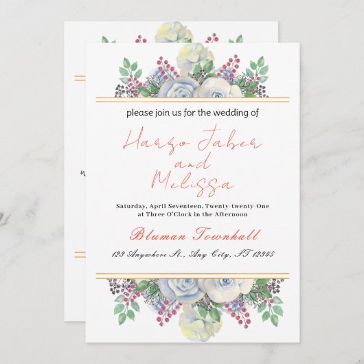 Delikate schwarze Kalligraphie in einer Hochzeit I Einladung (Vorne/Hinten)