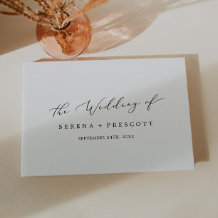 Delikate Schwarze Kalligraphie Monogram Back Weddi Gästebuch